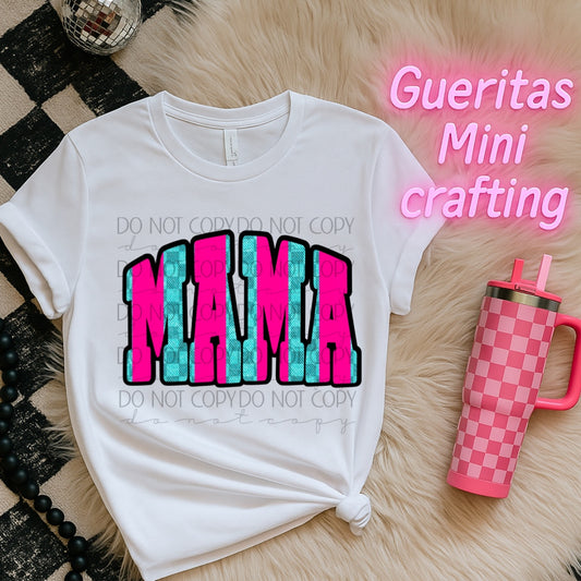 Mama Teal/Pink Tshirt